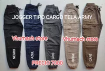 Jogger Tipo Cargo Flojo De Piernas Tela Army 