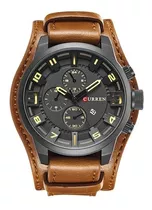 Reloj Grande Curren Hombre Malla Simil Cuero Gran Presencia