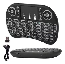 Mini Teclado Air Mouse Touch Sem Fio Tv Wireless Com Luz Cor Do Mouse Preto Cor Do Teclado Preto