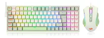 Kit Teclado Mecânico Mouse Redragon Ultimate Gaming Rig S134 Mouse Branco Com Verde Matcha Teclado Branco Com Verde Matcha