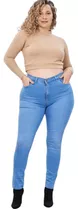 Jeans Chupin Celeste De Mujer Tiro Alto Talles Especiales