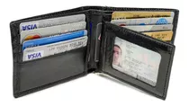 Billetera Hombre Cuero Volante Capacidad Para 12 Tarjetas Porta Documentos Pesos Euros Dolares Modelo 0054 