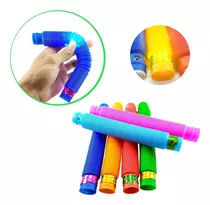 3 Brinquedos Tubo Pop Fidget Toy Sensor Bobina Sifão Luz Led