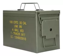 Caja De Municion Calibre .50 | Metal | Color Verde Militar