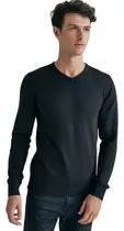 Sweater Kiel, Escote En V, Liso, Negro, Equus