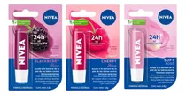 Nivea Balsamo Labial Blackberry + Cherry Shine + Soft Rose