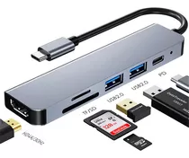 Hub Usb 3.0 Tipo C Hdmi 6 Em 1 Notebook Projetor Carregador