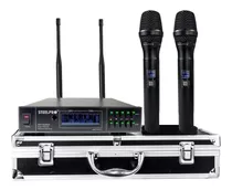 Microfono Uhf Profesional Steelpro Frecuencia Multicanal Color Negro