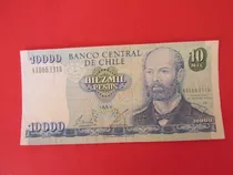 Billete Chile 10.000 Pesos Firmado Concha- Correa Año 1989 