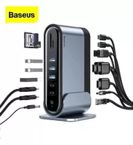 Adaptador De Computadora Baseus Dock Hub De 17 Puertos Usb-c Rj45 Sd