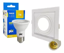 Spot Embutido Recuado Par20 Branco + Lâmpada Led Par20 7w Cor Branco Quente 3000k 110/220v