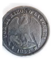 Moneda 1 Peso Aguila Chilena 1882 De Plata