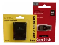 Kit Pendrive 64gb + Memory Card 8mb Opl Para Ps2 Slim Barato