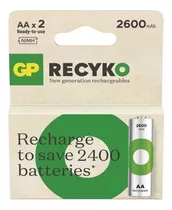 Pilas Baterías Aa Recargables Gp 2700mah Reales 1.2v Pack X2