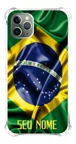 Capinha De Celular Compatível Bandeira Brasil Com Seu Nome