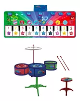 Kit Infantil Musical Da Pj Masks Piano Tapete + Bateria