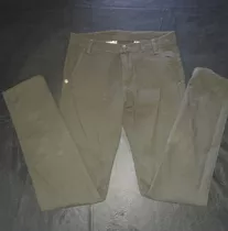 Pantalon De Gabardina Verde Militar Talle 14/16 Un Solo Uso