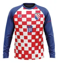 Camiseta Manga Longa Filtro Uv Croácia Copa Retrô Vatreni
