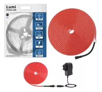 Mangueira De Fita Led Neon Lumi 5m Flexível 12v A Prova D'água Vermelho Com Fonte Alimentaçao