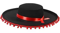 Sombrero Gorro Español Negro Y Rojo Disfraz Cotillon Fiesta