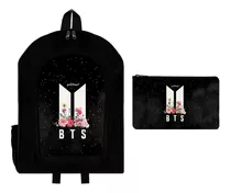 Combo Mochila Reforzada + Cartuchera Bts Kpop Logo Givan