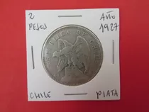  Moneda Chile 2 Pesos Plata Variedad Punto Año 1927