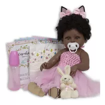 Bebe Reborn Negra Princesa Coelhinha Com Chupeta 13 Itens