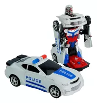 Brinquedo Carrinho Bate E Volta Luz Som Transformer Polícia