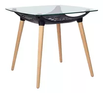 Mesa Comedor Escritorio Cuadrada Vidrio Madera Rhuna