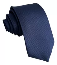 Gravata Azul Marinho Social Trabalhada Slim Quadriculada