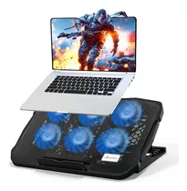 Cooler Suporte Base Notebook Gamer Led 2 Usb Com 6 Coolers Cor Preto