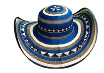 Sombrero Vueltiao Azul Grano De Arroz 21 Vuéltas Original