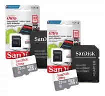 2 Cartão De Memória Sandisk Ultra 32gb + Adaptador Para Sd Celular Tablet Original Garantia De 1 Ano Promoção