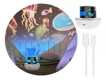 Lampara Velador Proyector 360º Parlante Musical Usb Luces Color De La Estructura Blanco