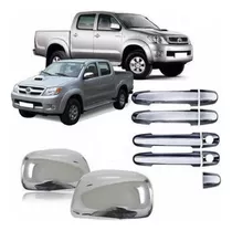 Kit 4 Cubre Manijas Y 2 Cachas Espejo Cromadas Hilux 2005 15