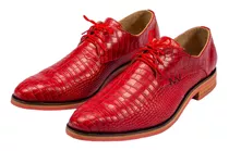 Zapatos Hombre Rojo Crocodilo Suela Y Goma Confort 