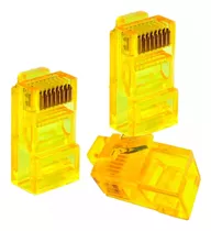 500 Conectores Gold Rj45 Cat5 Macho Cabo Rede Lan Plug Rede