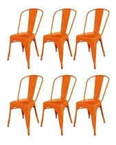 Silla De Comedor Desillas Tolix, Estructura Color Naranja, 6 Unidades