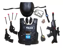 Kit Infantil Conjunto Policial Colete Granada Revolver Alvo