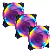 Kit 3 Fans Cooler Led Rgb 120mm Ventoinha Gabinete Pc Gamer