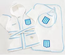 Bata-salida De Baño Ajuar 3 Piezas Recien Nacido Racing Club