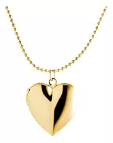 Collar Portafoto Relicario Corazón Enchapado En Oro 18 K