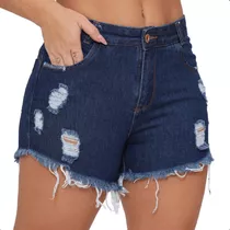 Short Jeans Feminino Cintura Alta Destroyed Hot Pants Curto