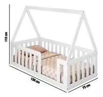 Mini Cama Montessoriana Em Madeira Maciça Com Grade E