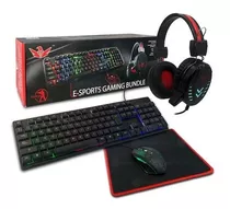 Combo Kit 4x1 Gamer Teclado + Mouse + Audifonos + Mouse Pad