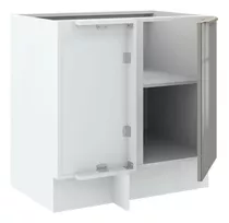 Balcão De Canto Madesa Lux 1 Porta - Branco/cinza