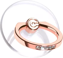 Anillo Soporte P/ Celular Transparente C/strass-rosa Dorado