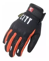 Guantes Moto Frio Madbike City Touch Con Proteccion N/naranj