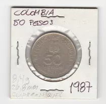 Moneda Colombia 50 Pesos 1987 Constitución Vf