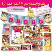 Kit Imprimible Bella Y Bestia Personalizado Mod.1 Candy Bar